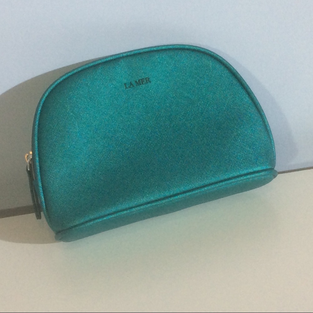 LA MER Green Makeup Bag Cosmetic Zip Case Travel Storage Organizer *STAINS